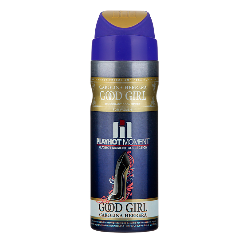 اسپری خوشبو کننده بدن پلی هات مومنت مدل CAROLINA HERRERA GOOD GIRL مناسب بلنوان حجم 200 میلی لیتر