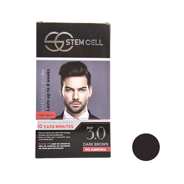 کیت رنگ مو و ریش مردانه استم سل (شماره 3.0، قهوه ای تیره) حجم 50 میلی لیتر