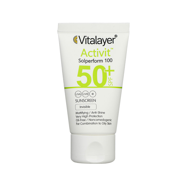 كرم ضد آفتاب بی رنگ اکتی ويت ويتالير مخصوص پوست چرب و مختلط حجم 40 میلی لیتر