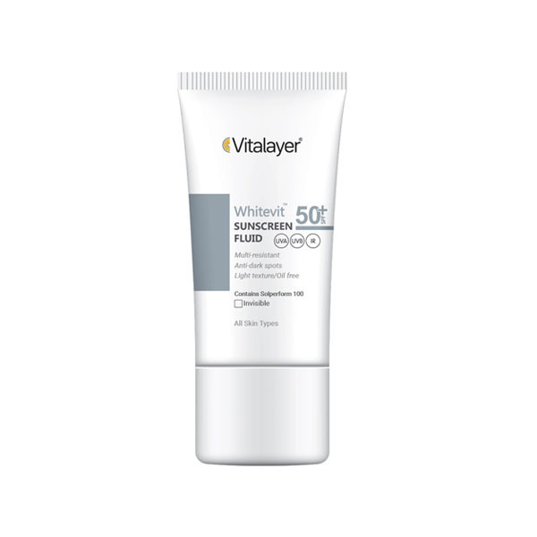 فلوئیدضدآفتاب پوست دارای لک وایت ویت ویتالیر spf 50 (بی رنگ)