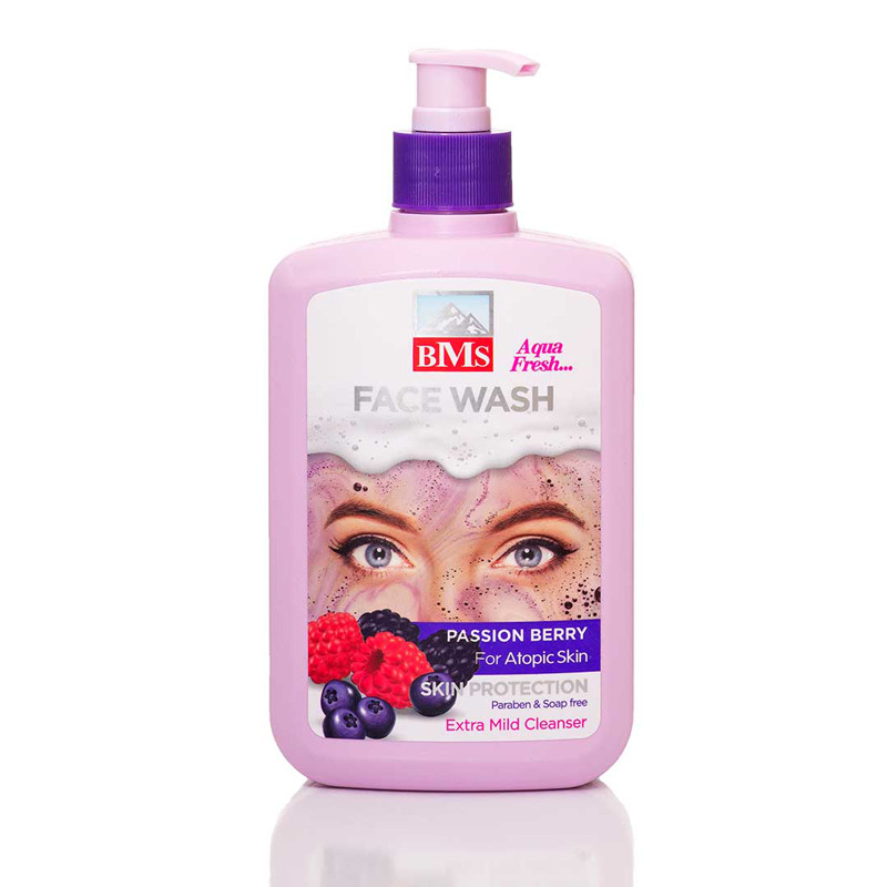 ژل شستشو صورت بی ام اس حاوی عصاره پشن بری مناسب پوست های خشک و حساس { آتوپیک }حجم 500 میلی لیتر