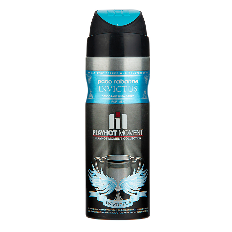 اسپری خوشبو کننده بدن پلی هات مومنت مدل PACO RABANNE INVICTUS مناسب آقایان حجم 200 میلی لیتر