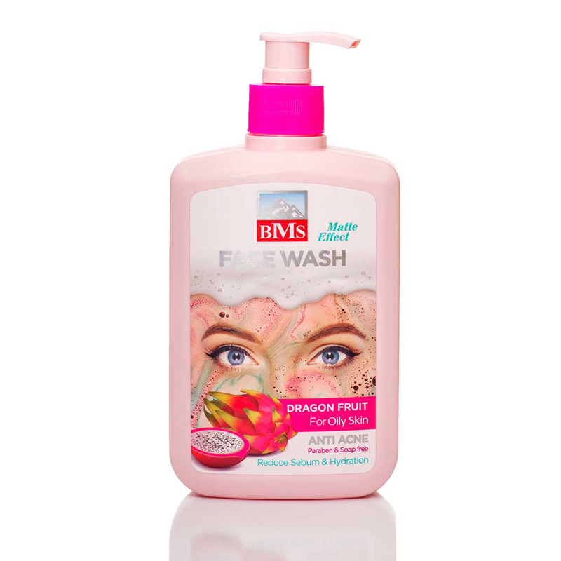 ژل شستشو صورت بی ام اس حاوی عصاره دراگون فروت مناسب پوست های چرب حجم 500 میلی لیتر
