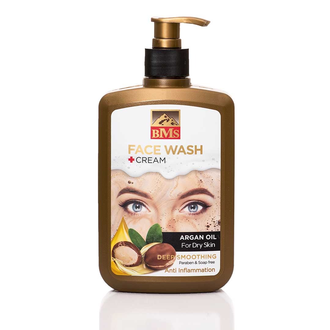 ژل شستشو صورت بی ام اس حاوی آرگان مناسب پوست های خشک و حساس حجم 500 میلی لیتر