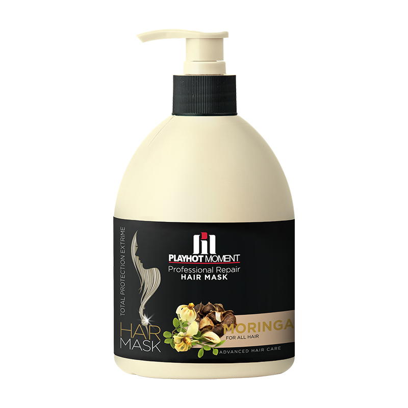 ماسک مو پلی هات مومنت حاوی MORINGA مناسب موهای آسیب دیده حجم 500 میلی لیتر