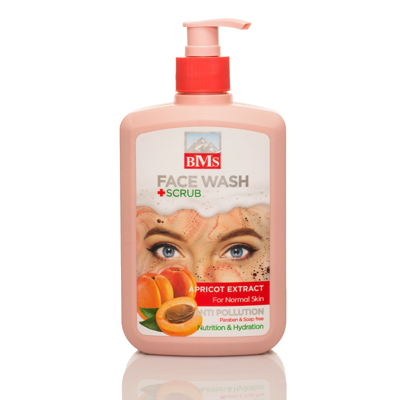 ژل شستشو صورت بی ام اس حاوی زردآلو برای اسکراب انواع پوست حجم 500 میلی لیتر