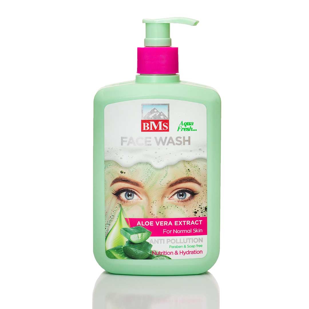 ژل شستشو صورت بی ام اس حاوی عصاره آلوئه ورا مناسب انواع پوست حجم 500 میلی لیتر